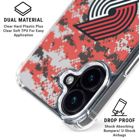 NBA Portland Trail Blazers Digi Camo iPhone 16 Clear Case