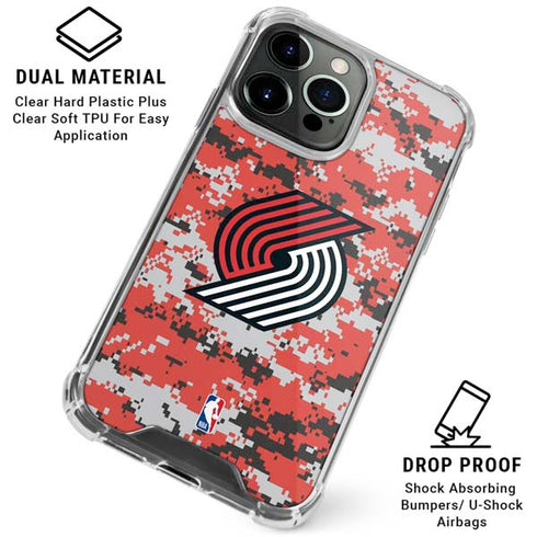 NBA Portland Trail Blazers Digi Camo iPhone 16 Pro Max Clear Case