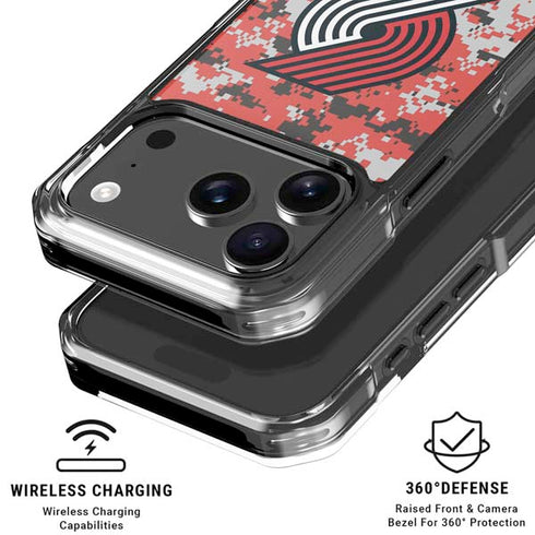 NBA Portland Trail Blazers Digi Camo iPhone 18 Pro Clear Case