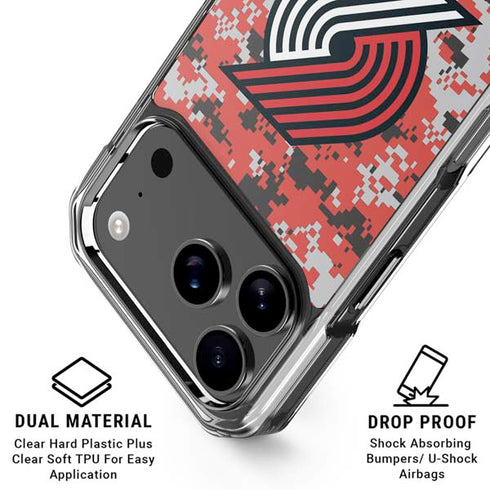 NBA Portland Trail Blazers Digi Camo iPhone 18 Pro Clear Case
