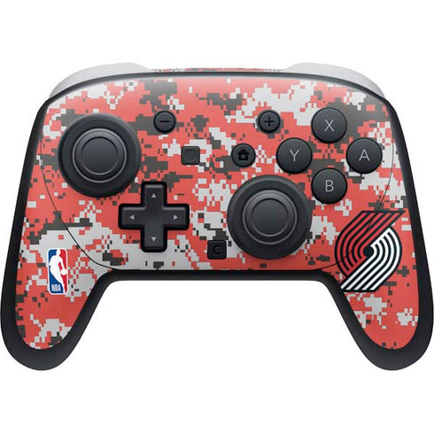 NBA Portland Trail Blazers Digi Camo Nintendo Switch 2 (2025) Pro Controller Skin