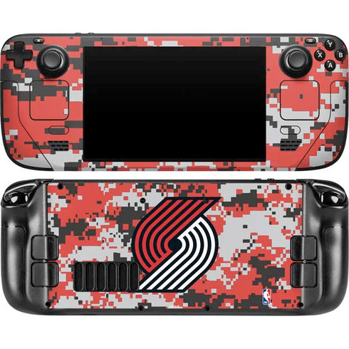NBA Portland Trail Blazers Digi Camo Steam Deck Handheld Gaming Computer OLED Skin