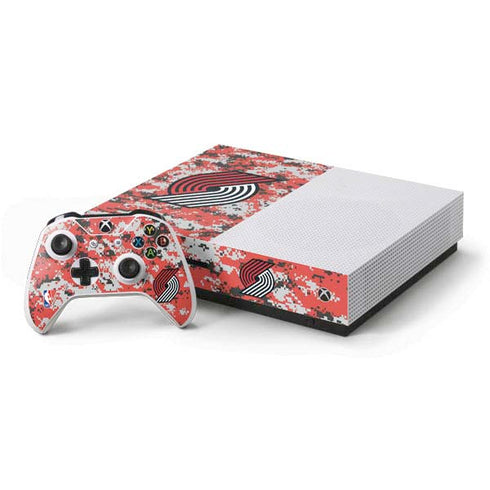 NBA Portland Trail Blazers Digi Camo Xbox One S Console and Controller Bundle Skin