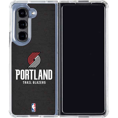 NBA Portland Trail Blazers Distressed Galaxy Z Fold5 5G Clear Case