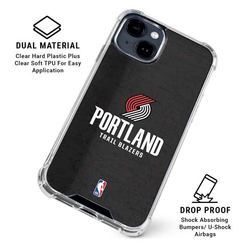 NBA Portland Trail Blazers Distressed iPhone 15 Clear Case