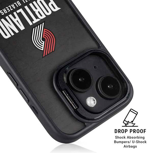 NBA Portland Trail Blazers Distressed iPhone 15 Kickstand Case