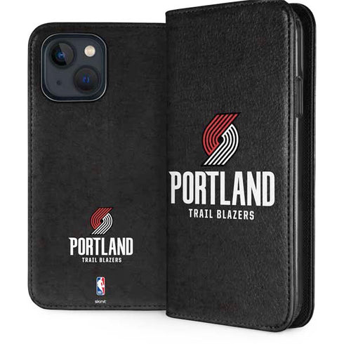 NBA Portland Trail Blazers Distressed iPhone 15 Plus Folio Case