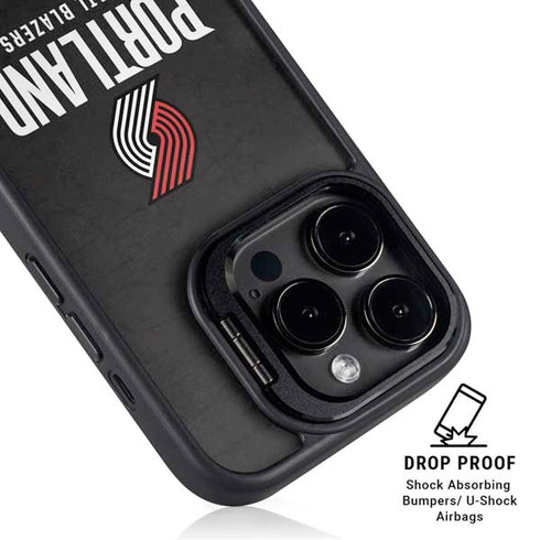 NBA Portland Trail Blazers Distressed iPhone 15 Pro Max Kickstand Case