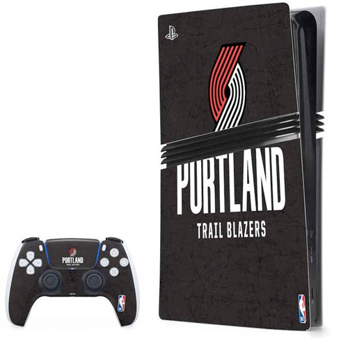 NBA Portland Trail Blazers Distressed PS5 Pro Bundle Skin