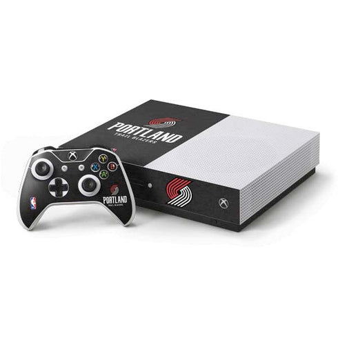 NBA Portland Trail Blazers Distressed Xbox One S Console and Controller Bundle Skin
