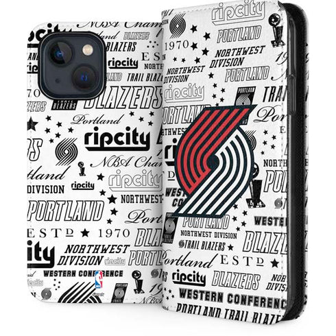 NBA Portland Trail Blazers Historic Blast iPhone 15 Plus Folio Case
