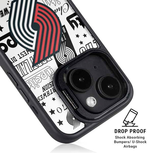 NBA Portland Trail Blazers Historic Blast iPhone 15 Plus Kickstand Case
