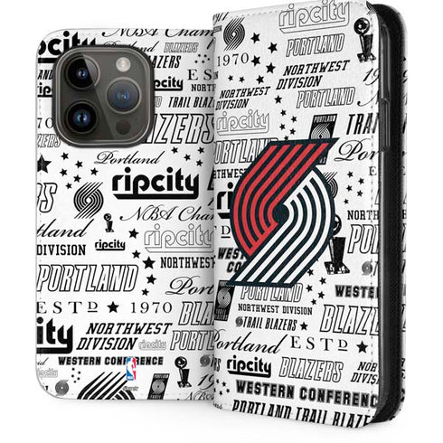 NBA Portland Trail Blazers Historic Blast iPhone 15 Pro Folio Case