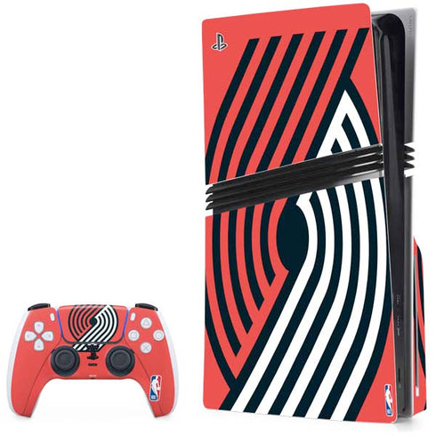 NBA Portland Trail Blazers Large Logo PS5 Pro Disk Bundle Skin