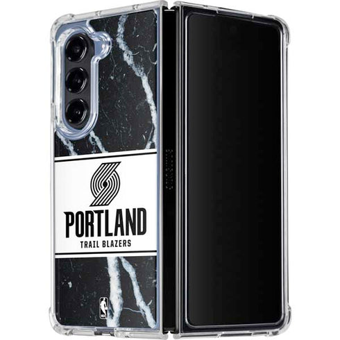 NBA Portland Trail Blazers Marble Galaxy Z Fold5 5G Clear Case