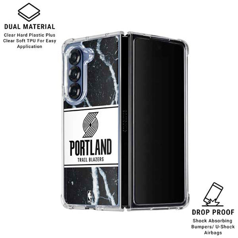 NBA Portland Trail Blazers Marble Galaxy Z Fold6 Clear Case