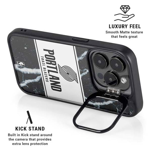 NBA Portland Trail Blazers Marble iPhone 14 Pro Max Kickstand Case