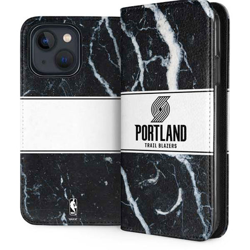 NBA Portland Trail Blazers Marble iPhone 15 Folio Case