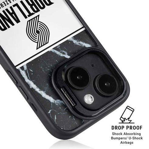 NBA Portland Trail Blazers Marble iPhone 15 Kickstand Case