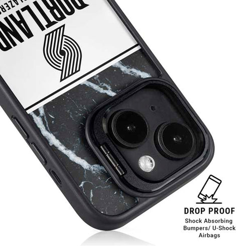 NBA Portland Trail Blazers Marble iPhone 15 Plus Kickstand Case