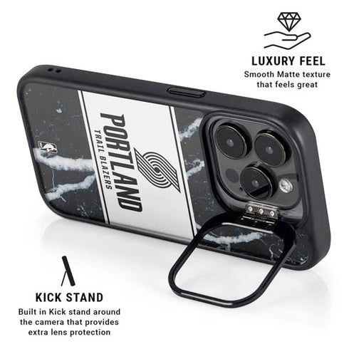 NBA Portland Trail Blazers Marble iPhone 15 Pro Max Kickstand Case