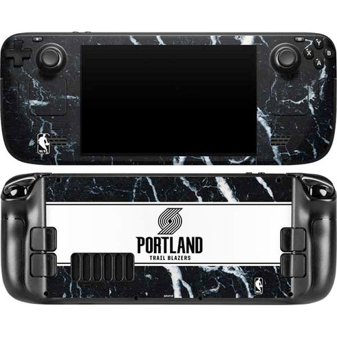 NBA Portland Trail Blazers Marble Steam Deck Handheld Gaming Computer OLED Skin