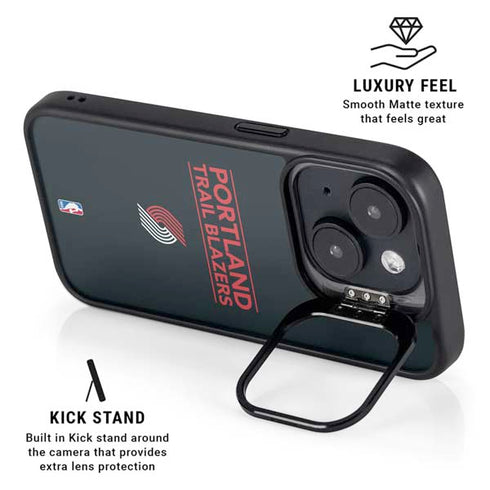 NBA Portland Trail Blazers Standard - Black iPhone 15 Plus Kickstand Case
