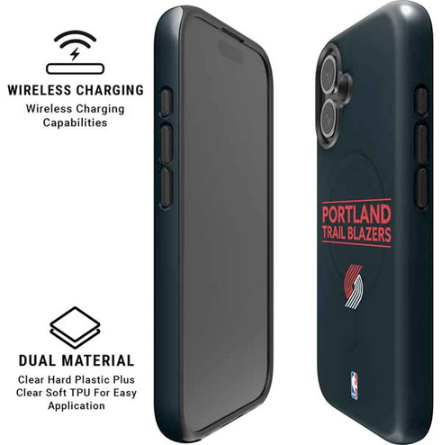NBA Portland Trail Blazers Standard - Black iPhone 16 Magsafe Impact Case