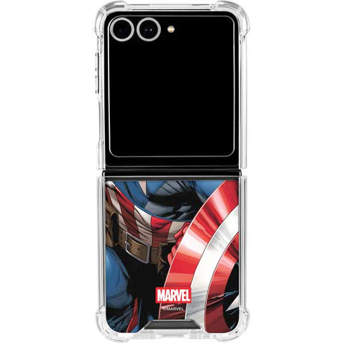 Marvel Captain America Portrait Galaxy Z Flip7 Clear Case