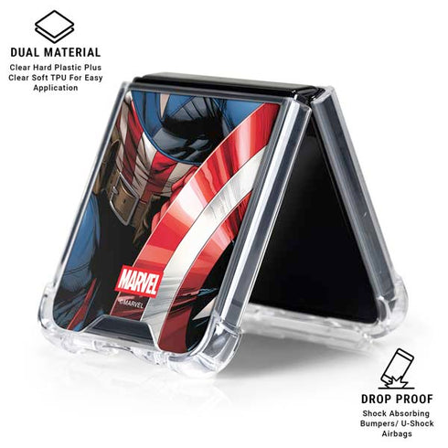 Marvel Captain America Portrait Galaxy Z Flip7 Clear Case