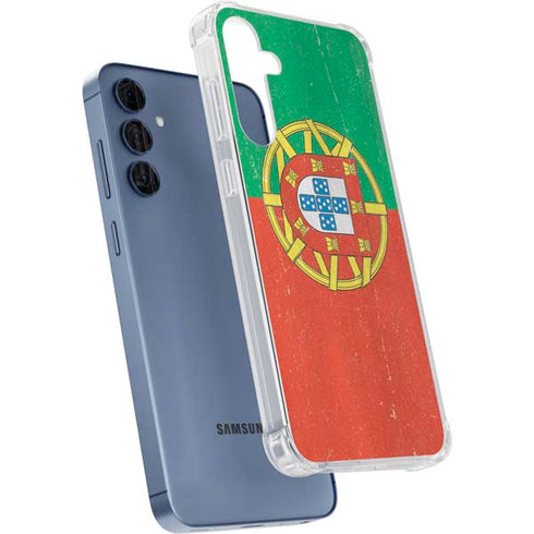 Portugal Flag Distressed Galaxy A55 5G Clear Case