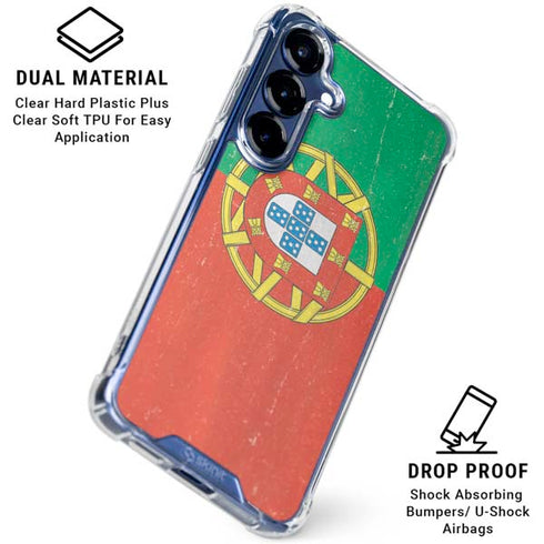 Portugal Flag Distressed Galaxy S25 Plus Clear Case