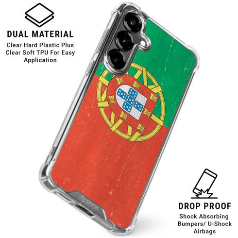 Portugal Flag Distressed Galaxy S26 Clear Case