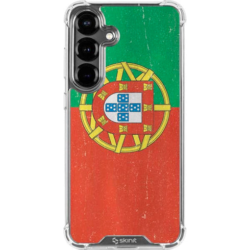 Portugal Flag Distressed Galaxy S26 Plus Clear Case
