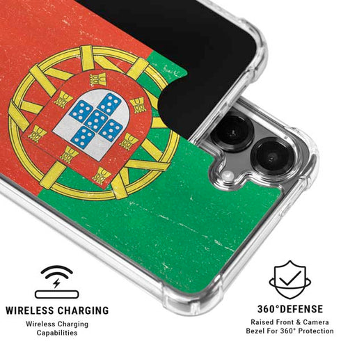 Portugal Flag Distressed Galaxy S26 Plus Clear Case