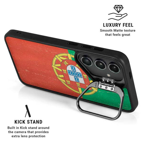 Portugal Flag Distressed Galaxy S26 Plus Kickstand Case