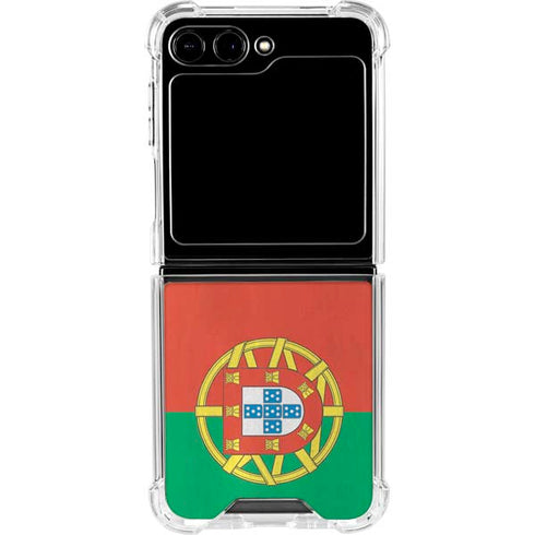 Portugal Flag Distressed Galaxy Z Flip6 Clear Case