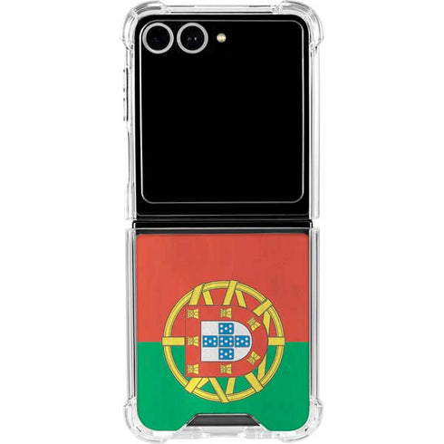 Portugal Flag Distressed Galaxy Z Flip7 Clear Case