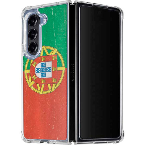 Portugal Flag Distressed Galaxy Z Fold5 5G Clear Case