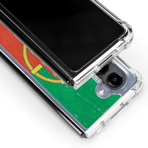 Portugal Flag Distressed Galaxy Z Fold5 5G Clear Case