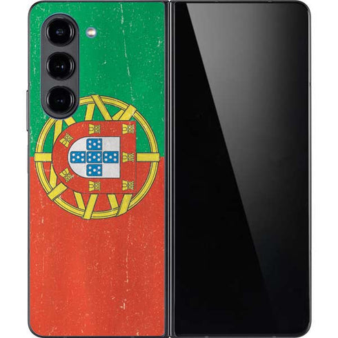 Portugal Flag Distressed Galaxy Z Fold5 5G Skin
