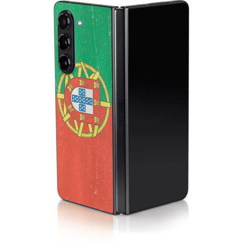 Portugal Flag Distressed Galaxy Z Fold5 5G Skin