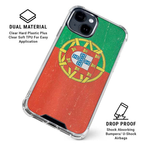 Portugal Flag Distressed iPhone 15 Clear Case