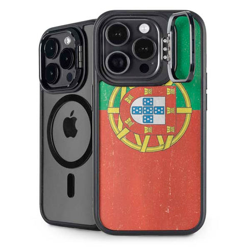 Portugal Flag Distressed iPhone 15 Pro Kickstand Case