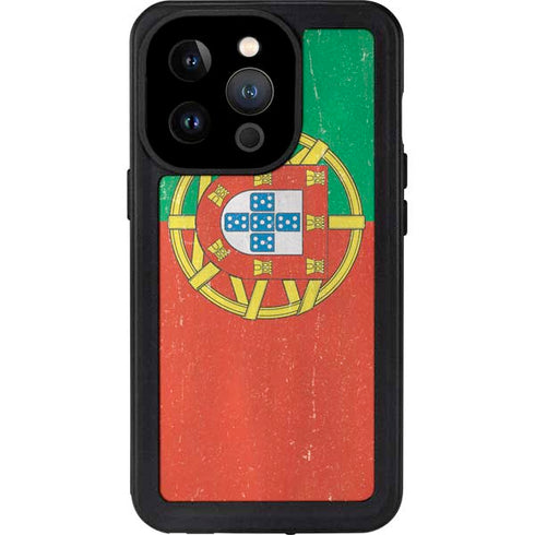 Portugal Flag Distressed iPhone 15 Pro Waterproof Case