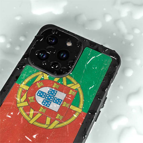 Portugal Flag Distressed iPhone 15 Pro Waterproof Case