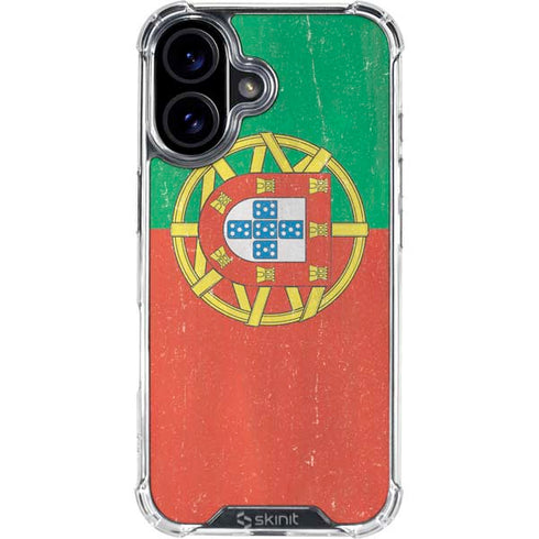 Portugal Flag Distressed iPhone 16 Clear Case