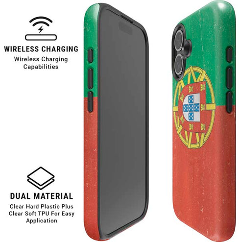 Portugal Flag Distressed iPhone 16 Magsafe Impact Case
