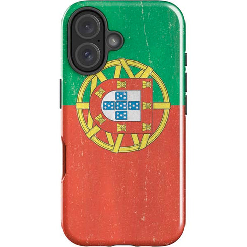 Portugal Flag Distressed iPhone 16 Plus Impact Case