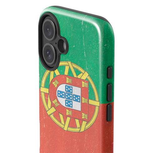 Portugal Flag Distressed iPhone 16 Plus Impact Case